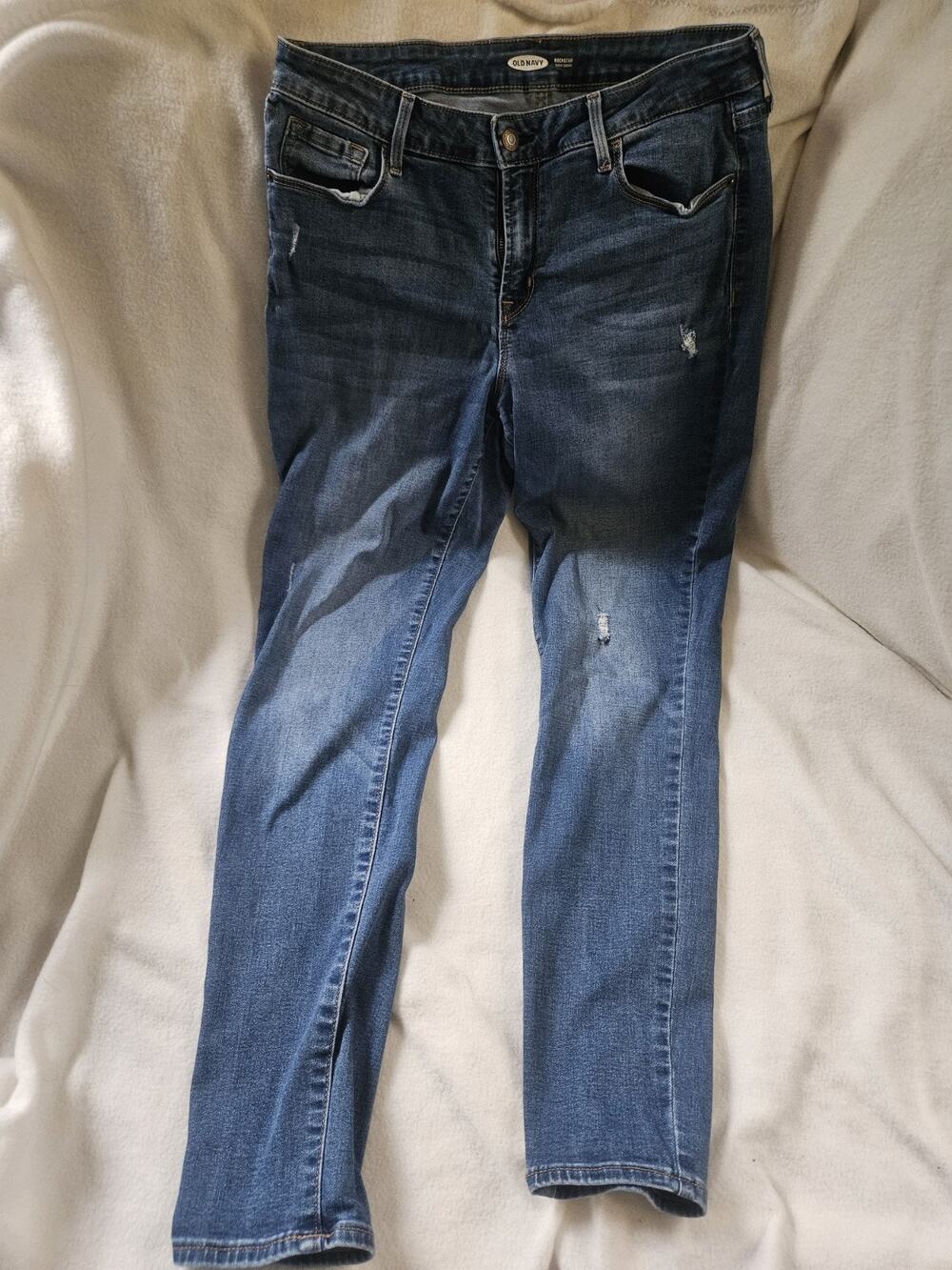 Old Navy Rockstar Super Skinny Jeans Size 12 Long Dark Wash Distressed Women's